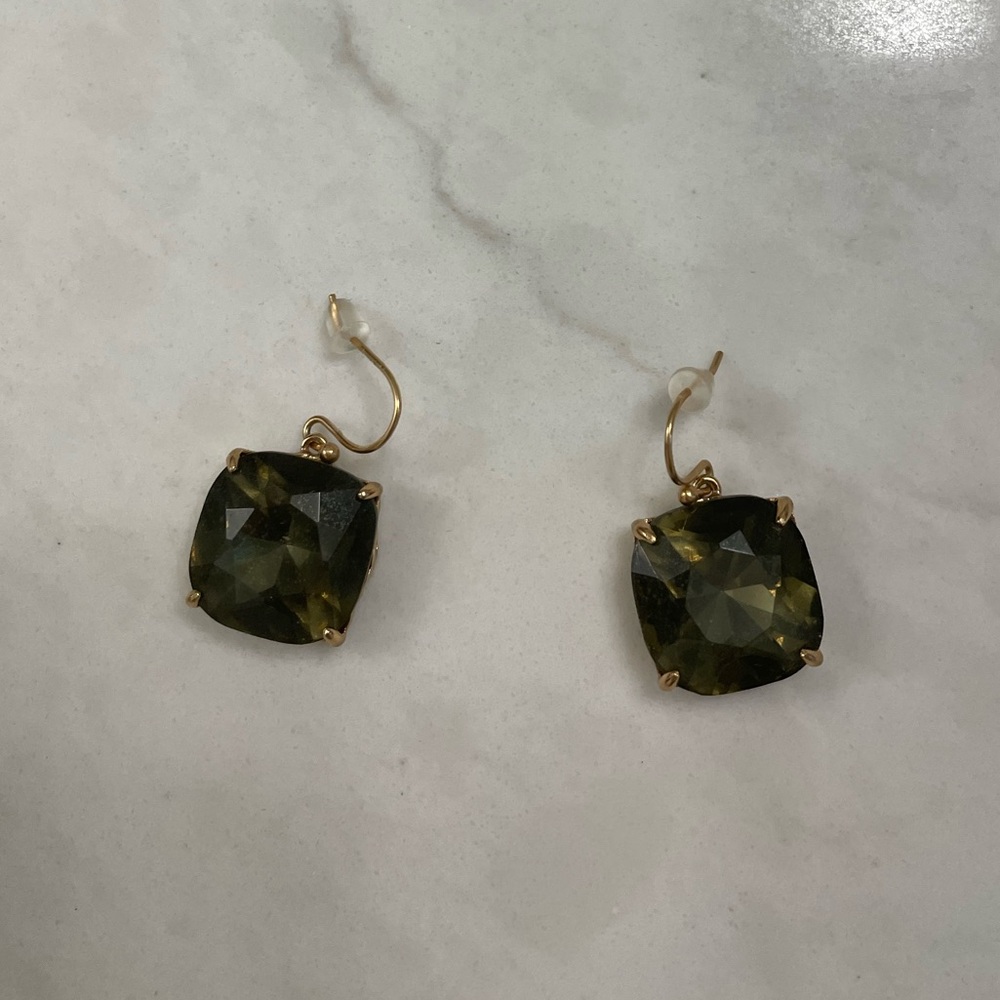 Tory Burch Elegant Gold and Green Drop Earrings